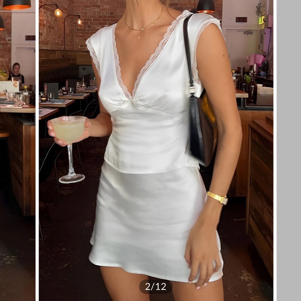 Satin set in white size small